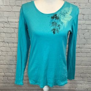 LUCY Long Sleeve T-Shirt 100% Cotton Teal-Large